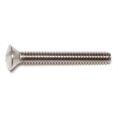 #10-24 x 1-1/2 in Slotted Oval Machine Screw, Plain 18-8 Stainless Steel, 15 PK